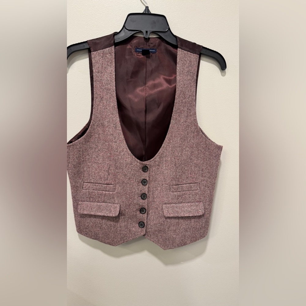 GAP Rich Pink Brown Vest w Satin Fabric Lining
